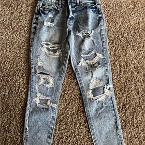 Distressed Blue Jeans